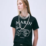 MARDI MERCREDI 2503 SLIM TSHIRT SWING THE TAIL DDANJI FLOWER CHOKER_BLACK IVORY