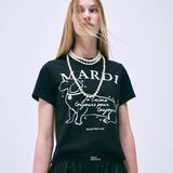 MARDI MERCREDI 2503 SLIM TSHIRT SWING THE TAIL DDANJI FLOWER CHOKER_BLACK IVORY