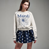 MARDI MERCREDI 2503 SWEATSHIRT RAGLAN FLOWERMARDI_OATMEAL BLUE