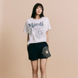 MARDI MERCREDI 2503 SWEAT SHORTS FLOWER_NAVY CREAM