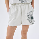 MARDI MERCREDI 2505 SWEAT SHORTS FLOWER_OATMEAL BLACK