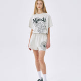 MARDI MERCREDI 2505 SWEAT SHORTS FLOWER_OATMEAL BLACK