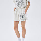 MARDI MERCREDI 2505 SWEAT SHORTS FLOWER_OATMEAL BLACK