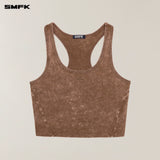 SMFK 2506 风褪色短身运动背心v野马棕