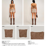 SMFK 2506 飓风褪色手工编织抹胸/野马棕