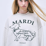 MARDI MERCREDI 2502 SWEATSHIRT SWING THE TAIL DDANJI FLOWER CHOKER_OATMEAL BLACK