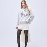 MARDI MERCREDI 2502 SWEATSHIRT SWING THE TAIL DDANJI FLOWER CHOKER_OATMEAL BLACK