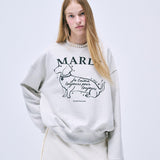 MARDI MERCREDI 2502 SWEATSHIRT SWING THE TAIL DDANJI FLOWER CHOKER_OATMEAL BLACK