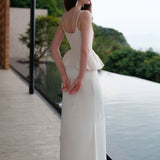 SHEER LUCK 2502 轻奢手工珠花修身包裹式缎面吊带+半裙