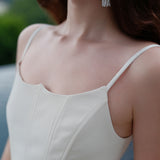 SHEER LUCK 2502 轻奢手工珠花修身包裹式缎面吊带+半裙