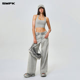 SMFK 2408 野马经典阔腿牛仔裤 星际尘埃灰