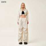 SMFK SS2402 荒野降落伞阔腿裤 白