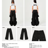 SMFK 2501 赛博野马涂蜡闻腿工装裤/油墨黑