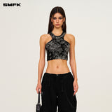 SMFK 2503 黑玉花园训练背心V黑玉兰图腾
