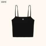 SMFK SS2312 十字花匹马针织背心 黑
