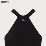 SMFK 2504 十字徽章项链插肩针织背心/荒野黑