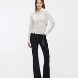 YUSE 2410 UNBALANCE SHIRRING SHIRT - IVORY