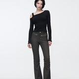 YUSE 2410 OFF SHOULDER LINE LAYERED TOP - BLACK