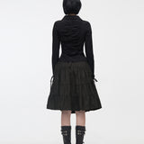 YUSE 2410 UNBALANCE SHIRRING SHIRT - BLACK