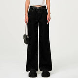 SMFK 2501 十字经典阔腿牛仔裤/黑牛仔
