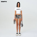 SMFK 2504 野马摇滚低腰牛仔短裤 水泥灰