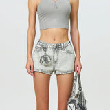 SMFK 2503 野马摇滚低腰牛仔短裤