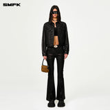 SMFK 2501 野马闪电涂蜡牛仔喇叭裤/闪电黑