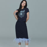 MARDI MERCREDI 2503 小雏菊印花修身短袖t恤 深藏青