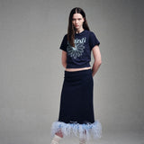 MARDI MERCREDI 2503 小雏菊印花修身短袖t恤 深藏青