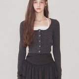 NOT YOUR ROSE 2412 Luna cardigan set (Charcoal)