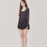 NOT YOUR ROSE 2412 Luna cardigan set (Charcoal)