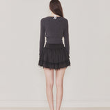 NOT YOUR ROSE 2412 Luna cardigan set (Charcoal)