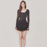 NOT YOUR ROSE 2412 Luna cardigan set (Charcoal)
