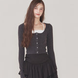 NOT YOUR ROSE 2412 Luna cardigan set (Charcoal)