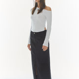 REST & RECREATION 2411 ONE SHOULDER LONG SLEEVE TOP-WHITE