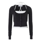 NOT YOUR ROSE 2412 Luna cardigan set (Charcoal)