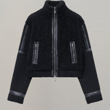 YUSE 2410 KNIT FUR SHEARING JACKET - BLACK