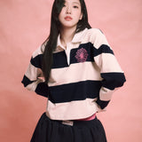 MARDI MERCREDI 2503 RUGBY SHIRT STRIPE FLOWER_IVORY NAVY