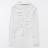 YUSE 2410 UNBALANCE SHIRRING SHIRT - IVORY