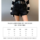 MacyMccoy SS2305 腰带牛仔短裤 黑