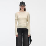 YUSE 2410 One Shoulder Layer Top (cream)