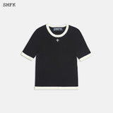 SMFK 2503 十字花复古运动短身Tee 午夜黑