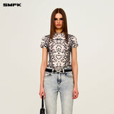 SMFK 2506 未来涟漪运动修身Tee 白豹纹