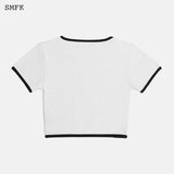 SMFK 2503 十字花复古运动短身Tee 天空白