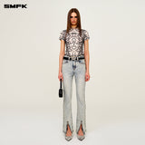 SMFK 2506 未来涟漪运动修身Tee 白豹纹