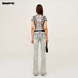 SMFK 2506 未来涟漪运动修身Tee 白豹纹