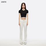 SMFK 2503 十字花复古运动短身Tee 午夜黑