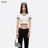 SMFK 2503 十字花复古运动短身Tee 天空白