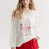 Kroche 2509 手绘蛋糕印花长袖