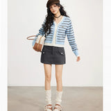 MacyMccoy 2510 假两件条纹拼接毛衣